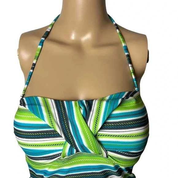 VTG NWT POINT ZERO tankini top size 10 ,Striped , padded,embroidered ,knot,EC - Picture 3 of 9